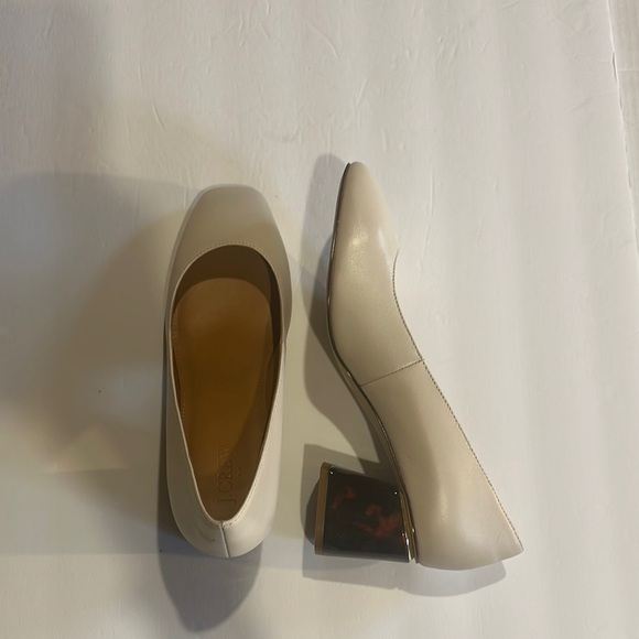 J Crew factory Elegant Cream Block tortoise Heels genuine leather upper size  9 - Picture 1 of 10